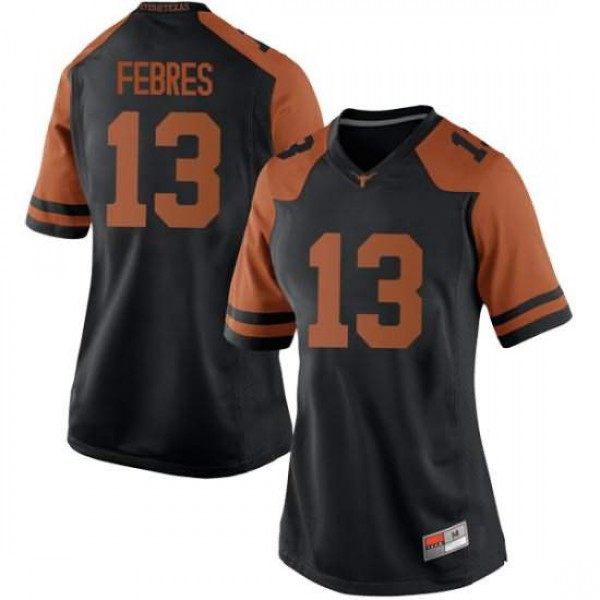 Womens University of Texas #13 Jase Febres Game Football Jersey Black